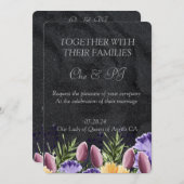 Schwarze Minimalistische klassische Hochzeit Einladung (Vorne/Hinten)