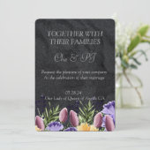 Schwarze Minimalistische klassische Hochzeit Einladung (Stehend Vorderseite)