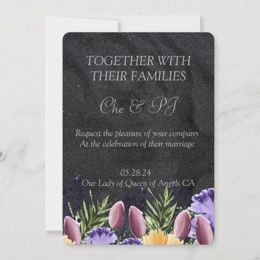 Schwarze Minimalistische klassische Hochzeit Einladung (Vorderseite)