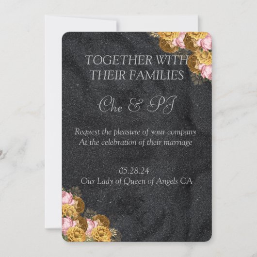 Schwarze Minimalistische klassische Hochzeit Einladung (Vorderseite)