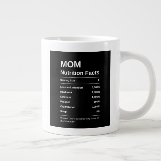 Schwarze Minimalistische Mama Ernährung Fakten Typ Jumbo-Tasse (Rechts)
