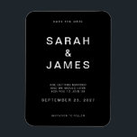 Schwarze Minimalistische moderne Hochzeit rettet d Magnet<br><div class="desc">Schwarze Minimalistische Moderne Hochzeit retten das Date Magnet. Personalisieren Sie diese Save the Date Karte mit Ihren Daten,  Nachrichten und anderen Informationen.</div>