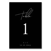 Schwarze Minimalistische moderne Zahlenverdeckkart Tischnummer (Rückseite)