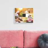 Schwarze Minimalistische Monogramm Hochzeit 4 Foto Leinwanddruck (Insitu (Wohnzimmer))