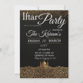 Schwarze Minimalistische Moschee Ramadan Iftar-Par Einladung (Vorderseite)