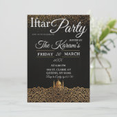 Schwarze Minimalistische Moschee Ramadan Iftar-Par Einladung (Stehend Vorderseite)