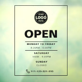 Schwarze Minimalistische Öffnungszeiten mit Logo Fensteraufkleber (Blatt 3)
