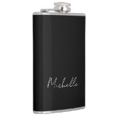 Schwarze Minimalistische Schlichte Moderne Bezeich Flachmann (Rechts)