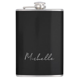 Schwarze Minimalistische Schlichte Moderne Bezeich Flachmann