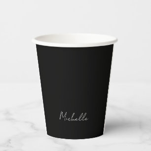 Schwarze Minimalistische Schlichte Moderne Bezeich Pappbecher