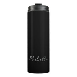 Schwarze Minimalistische Schlichte Moderne Bezeich Thermosbecher