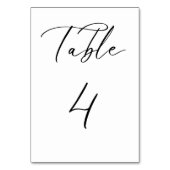 Schwarze Minimalistische Script-Hochzeitkarte für Tischnummer (Rückseite)