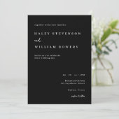 Schwarze minimalistische Skript Chic formelle Hoch Einladung (Stehend Vorderseite)