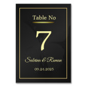 Schwarze Minimalistische Tischnummer (Rückseite)
