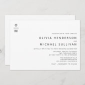 Schwarze Minimalistische Typografie Monogram Weddi Einladung (Vorne/Hinten)