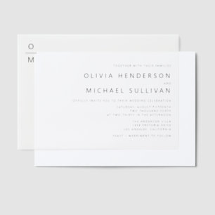 Schwarze Minimalistische Typografie Monogram Weddi Pergament Einladungen