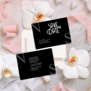 Schwarze Minimalistische und elegante kühne Initia Save The Date