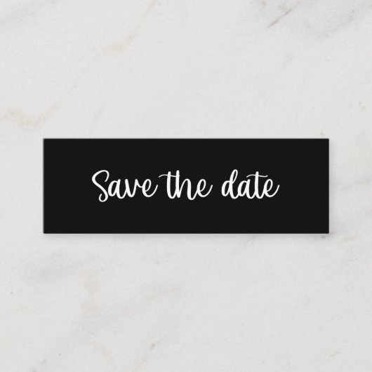 Schwarze MinimalWedding Save the Date Lesezeichen  Mini Visitenkarte (Vorderseite)