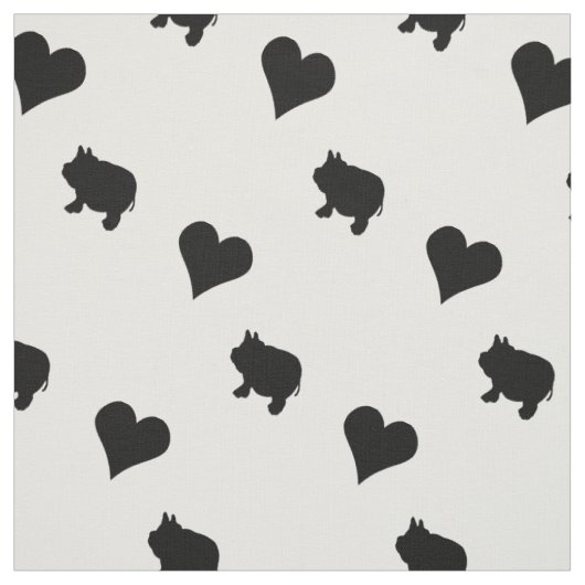 Schwarze Minischweine und Herz-Silhouette Stoff (Muster)