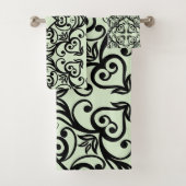 SCHWARZE MINT GRÜNES ABSTRAKT STIL BADEZIMMER TOWE BADHANDTUCH SET (Insitu)