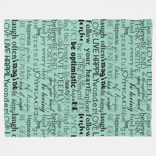 Schwarze Minze Grüne Inspirationswörter Fleecedecke (Vorderseite (Horizontal))