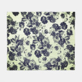 Schwarze Minze Grüne Vintage Rose Blumenmuster Fleecedecke (Vorderseite (Horizontal))