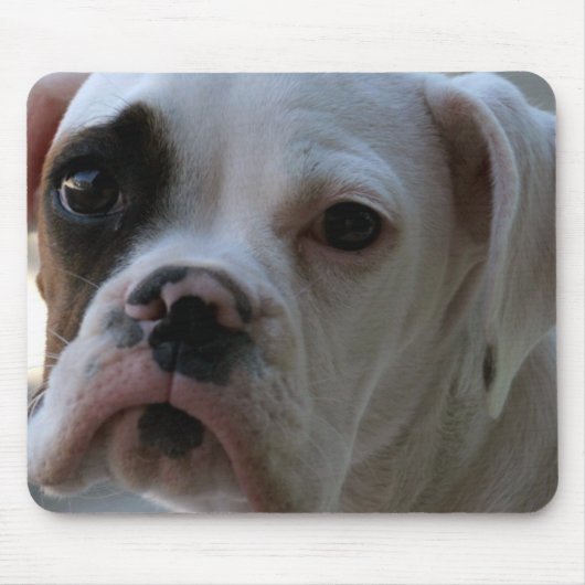 Schwarze mit Augen Boxer-Hundemausunterlage Mousepad (Vorne)