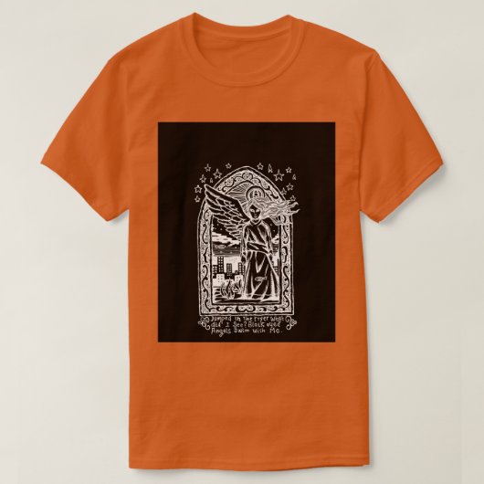 Schwarze Mit Augen Engel Invertierte Grafik T-Shirt (Design vorne)