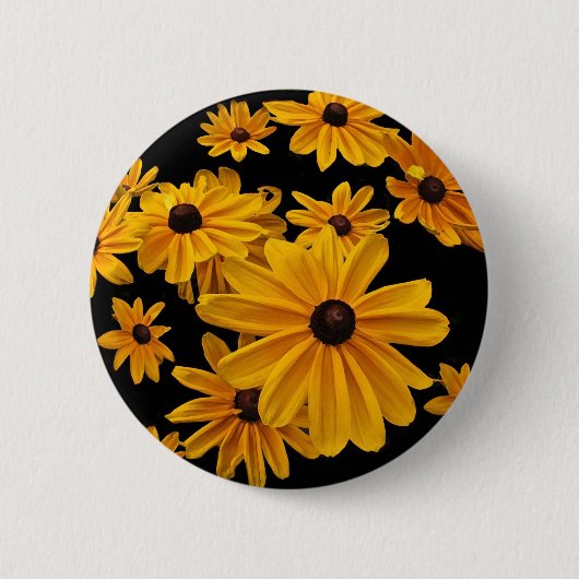 Schwarze Mit Augen Susan-Blume-Blumentaste Button (Vorderseite)