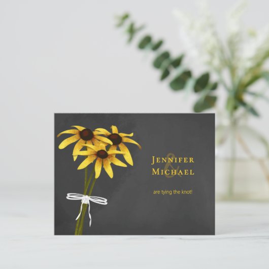 Schwarze Mit Augen Susan Save the Date knüpfen den Ankündigungspostkarte (Stehend Vorderseite)