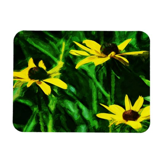 Schwarze Mit Augen Susan-Wildblumen Abstrakt Magnet (Horizontal)