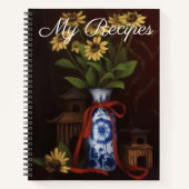 Schwarze mit Augen Susans mit Blauer China Rezept Notizblock (Vorderseite)