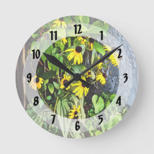 Schwarze Mit Augen Suspensionen von der Steinmauer Runde Wanduhr