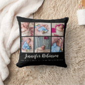 Schwarze Mit Monogramm Birth Stat Schwarze FotoCol Kissen (Decke)