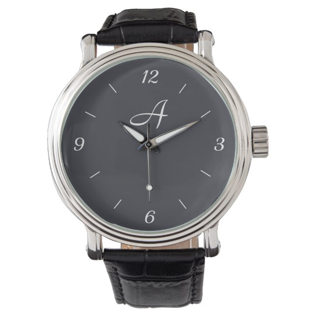 Schwarze Mit Monogramm eWatch Armbanduhr (Vorderseite)