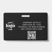 Schwarze Mitarbeiter-Foto-ID mit QR-Code Firmenlog Ausweis (Rückseite)