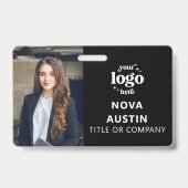 Schwarze Mitarbeiter-Foto-ID mit QR-Code Firmenlog Ausweis (Vorderseite)
