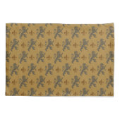 Schwarze mittelalterliche Löwen Fleurs Kissenbezug (Rückseite)