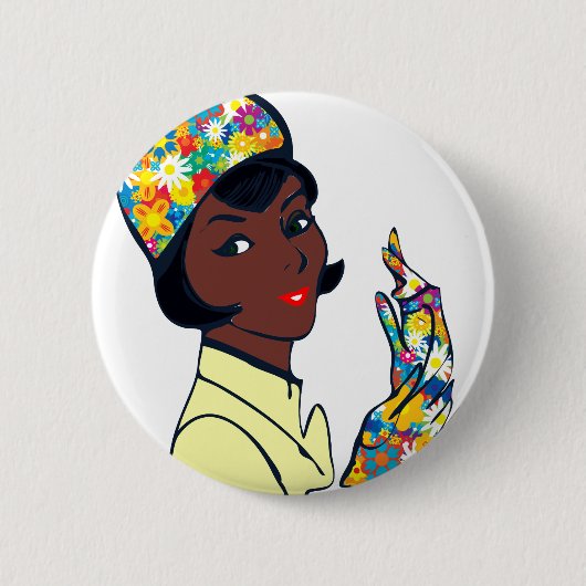 schwarze Mod-Frau Button (Vorderseite)