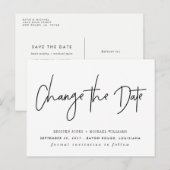 Schwarze Moderne ändern das Datum Ankündigungspostkarte (Vorne/Hinten)