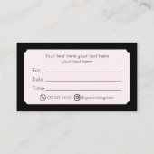 Schwarze moderne Anstellungskarte Visitenkarte (Rückseite)
