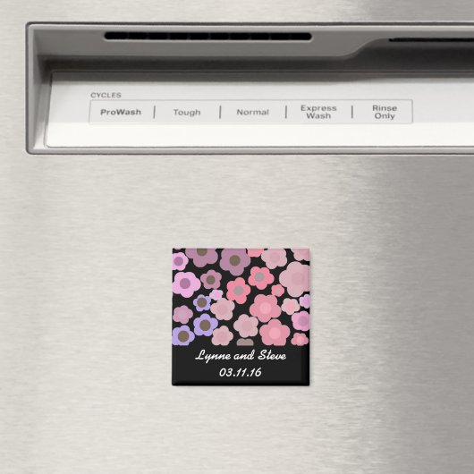 Schwarze Moderne Blumen Save the Date Magnet (In Situ (Geschirrspüler))