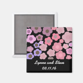 Schwarze moderne Blumen zum Merken des Termins Magnet (Vorderseite/Rückseite)