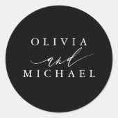 Schwarze, moderne Braut- und Gräuelnamen Hochzeit Runder Aufkleber (Vorderseite)