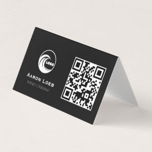 Schwarze moderne Design-Falt-Visitenkarte mit QR-C Visitenkarten