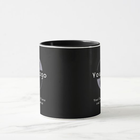 Schwarze, moderne, einfache Minimal-Business-Logo- Tasse (Zentrum)