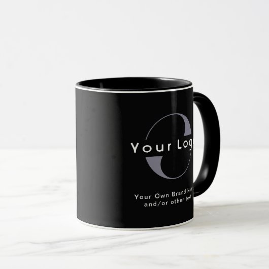 Schwarze, moderne, einfache Minimal-Business-Logo- Tasse (VorderseiteRechts)