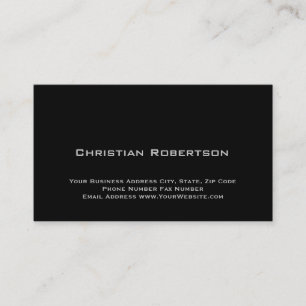 Schwarze, moderne, einfache Schlichte Visitenkarte