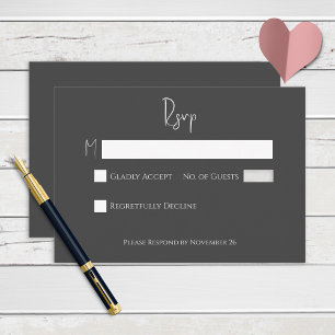 Schwarze, moderne Elegant Minimal Foil Response Ca RSVP Karte