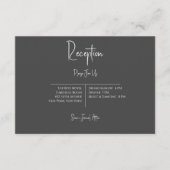 Schwarze Moderne Elegante Empfang Hochzeit Begleitkarte (Vorderseite)